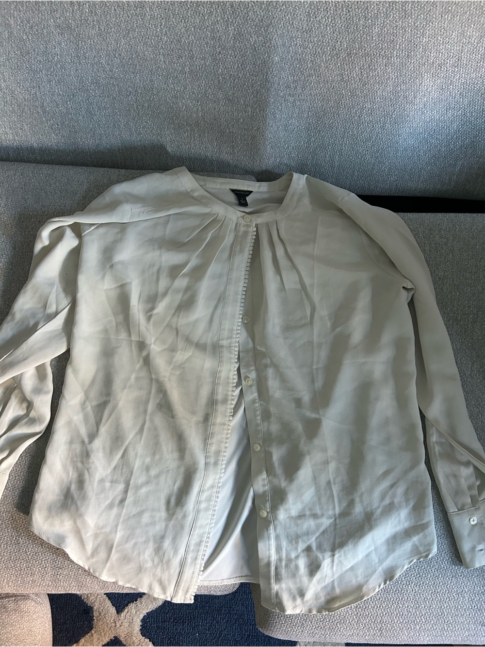 Ann Taylor Cream Button-Front Dress Shirt